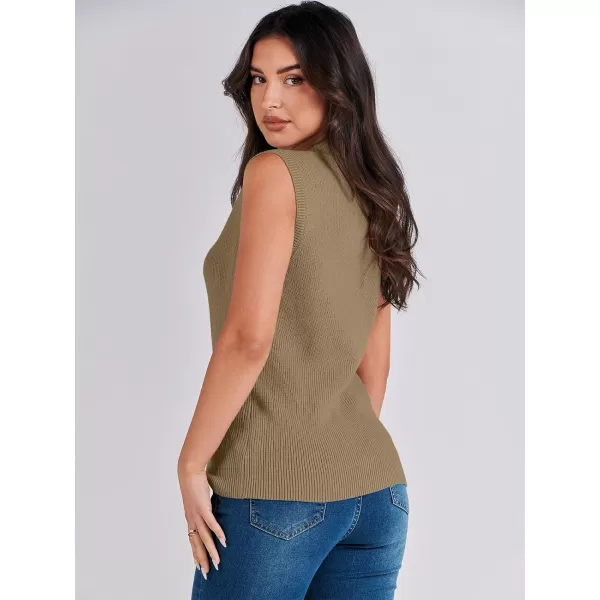 imageANRABESS Womens Mock Neck Knit Sweater Vest Casual Sleeveless Summer Trendy Ribbed Pullover Tank TopsCamel