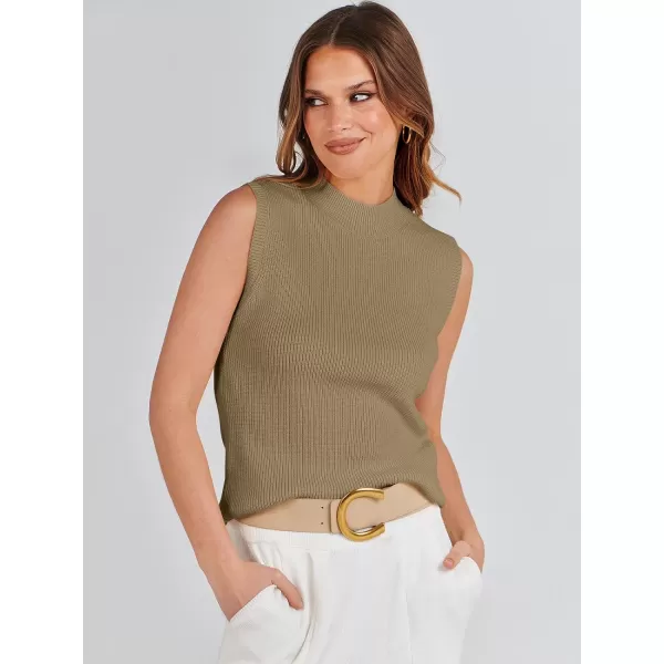 imageANRABESS Womens Mock Neck Knit Sweater Vest Casual Sleeveless Summer Trendy Ribbed Pullover Tank TopsCamel