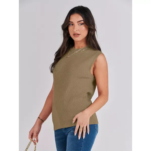 imageANRABESS Womens Mock Neck Knit Sweater Vest Casual Sleeveless Summer Trendy Ribbed Pullover Tank TopsCamel