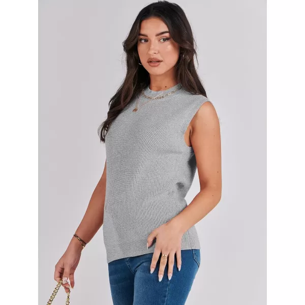 imageANRABESS Womens Mock Neck Knit Sweater Vest Casual Sleeveless Summer Trendy Ribbed Pullover Tank TopsGrey