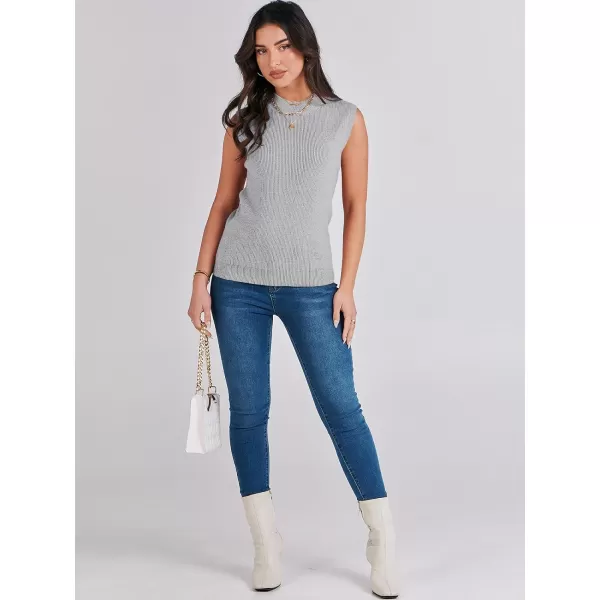 imageANRABESS Womens Mock Neck Knit Sweater Vest Casual Sleeveless Summer Trendy Ribbed Pullover Tank TopsGrey