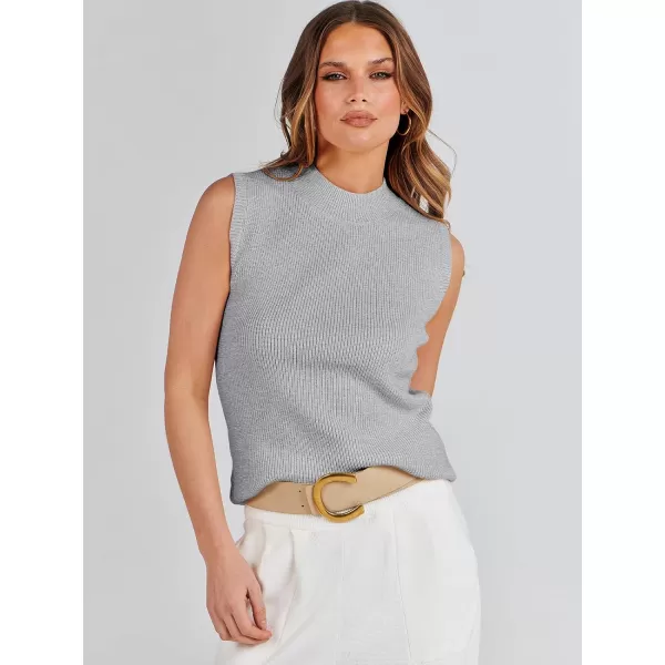 imageANRABESS Womens Mock Neck Knit Sweater Vest Casual Sleeveless Summer Trendy Ribbed Pullover Tank TopsGrey