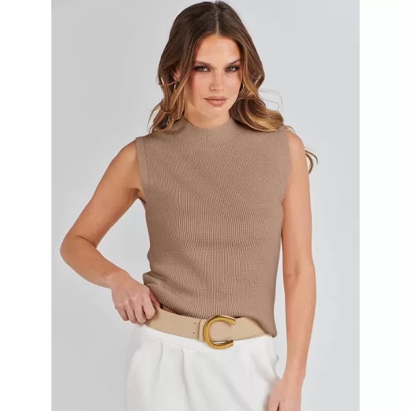 imageANRABESS Womens Mock Neck Knit Sweater Vest Casual Sleeveless Summer Trendy Ribbed Pullover Tank TopsKhaki