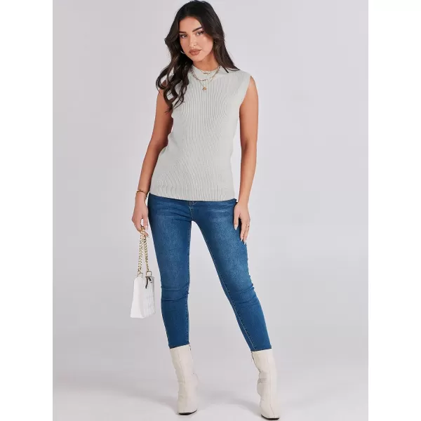 imageANRABESS Womens Mock Neck Knit Sweater Vest Casual Sleeveless Summer Trendy Ribbed Pullover Tank TopsLight Mint Green