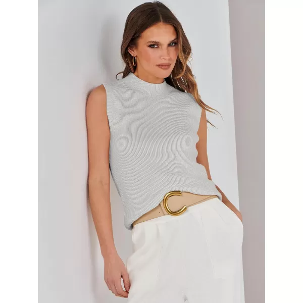 imageANRABESS Womens Mock Neck Knit Sweater Vest Casual Sleeveless Summer Trendy Ribbed Pullover Tank TopsLight Mint Green