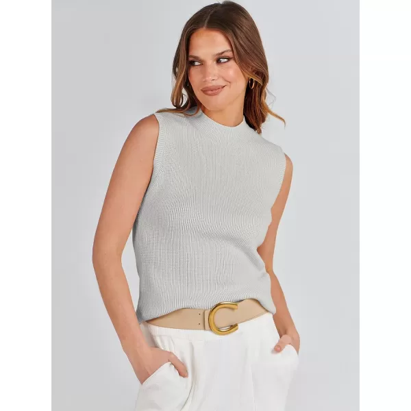imageANRABESS Womens Mock Neck Knit Sweater Vest Casual Sleeveless Summer Trendy Ribbed Pullover Tank TopsLight Mint Green