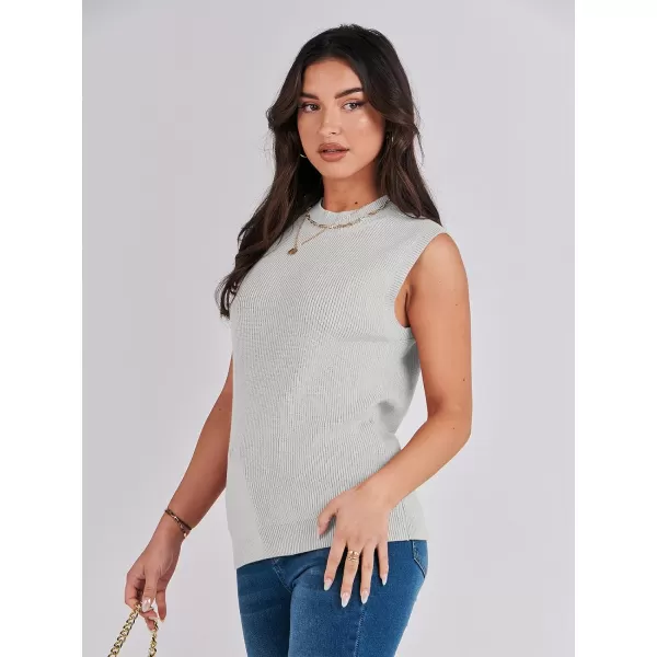 imageANRABESS Womens Mock Neck Knit Sweater Vest Casual Sleeveless Summer Trendy Ribbed Pullover Tank TopsLight Mint Green