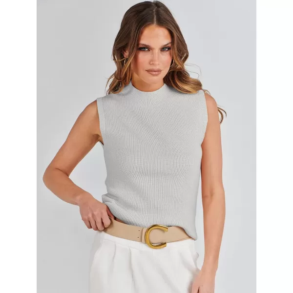 imageANRABESS Womens Mock Neck Knit Sweater Vest Casual Sleeveless Summer Trendy Ribbed Pullover Tank TopsLight Mint Green