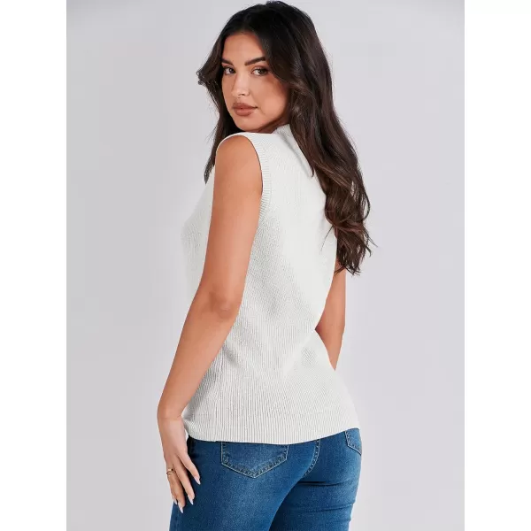 imageANRABESS Womens Mock Neck Knit Sweater Vest Casual Sleeveless Summer Trendy Ribbed Pullover Tank TopsWhite