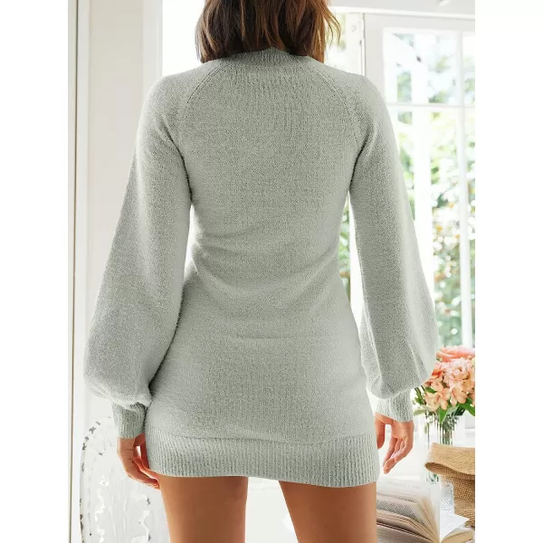 imageANRABESS Womens Mock Neck Ribbed Long Sleeve Bodycon Pullover Cute Mini Sweater DressGray