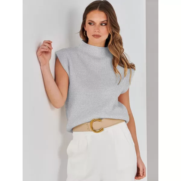 imageANRABESS Womens Mock Neck Sleeveless Sweater Vest Casual Cap Sleeve Knit Pullover Tank Tops 2024 Spring Summer ClothesGrey