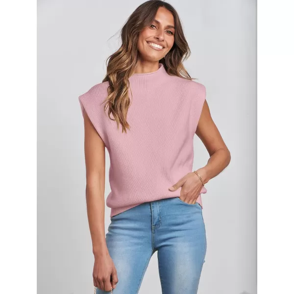 imageANRABESS Womens Mock Neck Sleeveless Sweater Vest Casual Cap Sleeve Knit Pullover Tank Tops 2024 Spring Summer ClothesLight Pink