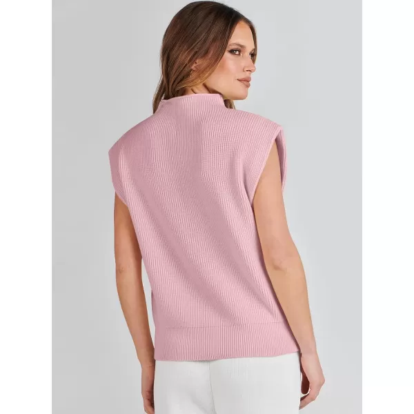 imageANRABESS Womens Mock Neck Sleeveless Sweater Vest Casual Cap Sleeve Knit Pullover Tank Tops 2024 Spring Summer ClothesLight Pink