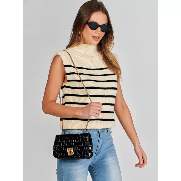 imageANRABESS Womens Mock Neck Sleeveless Sweater Vest Casual Cap Sleeve Knit Pullover Tank Tops 2024 Spring Summer ClothesStripe Beige