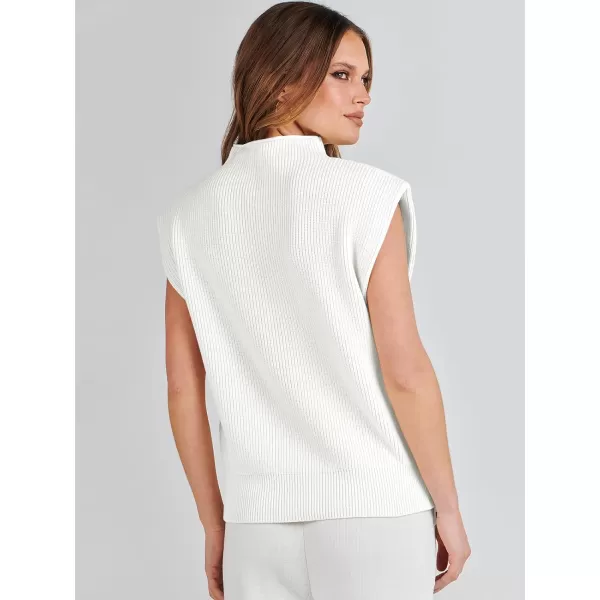 imageANRABESS Womens Mock Neck Sleeveless Sweater Vest Casual Cap Sleeve Knit Pullover Tank Tops 2024 Spring Summer ClothesWhite