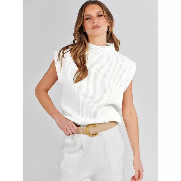 imageANRABESS Womens Mock Neck Sleeveless Sweater Vest Casual Cap Sleeve Knit Pullover Tank Tops 2024 Spring Summer ClothesWhite