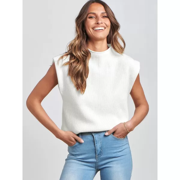 imageANRABESS Womens Mock Neck Sleeveless Sweater Vest Casual Cap Sleeve Knit Pullover Tank Tops 2024 Spring Summer ClothesWhite