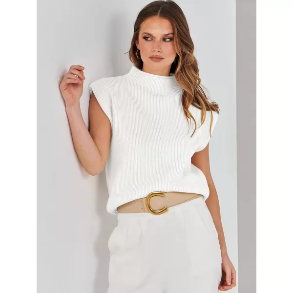 imageANRABESS Womens Mock Neck Sleeveless Sweater Vest Casual Cap Sleeve Knit Pullover Tank Tops 2024 Spring Summer ClothesWhite