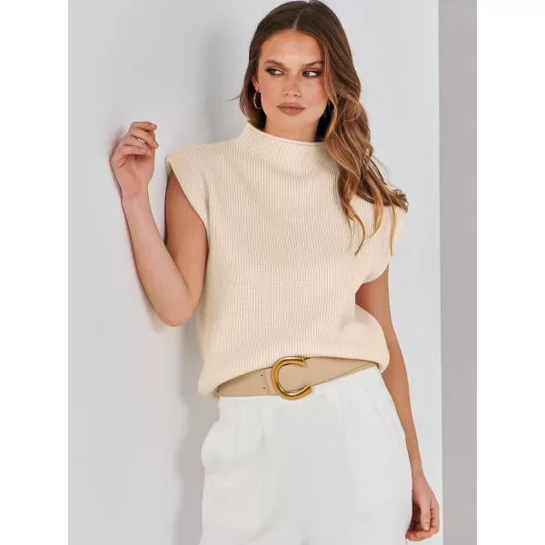 imageANRABESS Womens Mock Neck Sleeveless Sweater Vest Casual Solid Cap Sleeve Knit Pullover Tank Tops 2024 Spring ClothesApricot