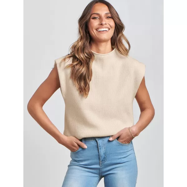 imageANRABESS Womens Mock Neck Sleeveless Sweater Vest Casual Solid Cap Sleeve Knit Pullover Tank Tops 2024 Spring ClothesApricot