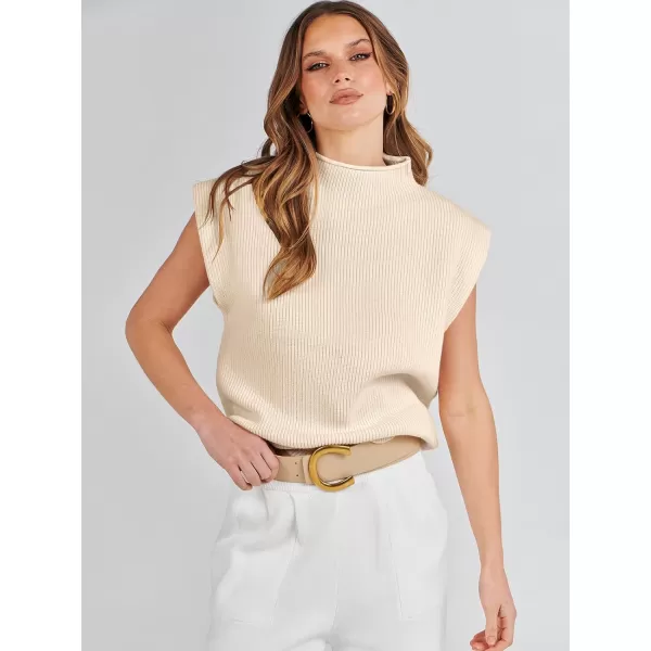 imageANRABESS Womens Mock Neck Sleeveless Sweater Vest Casual Solid Cap Sleeve Knit Pullover Tank Tops 2024 Spring ClothesApricot