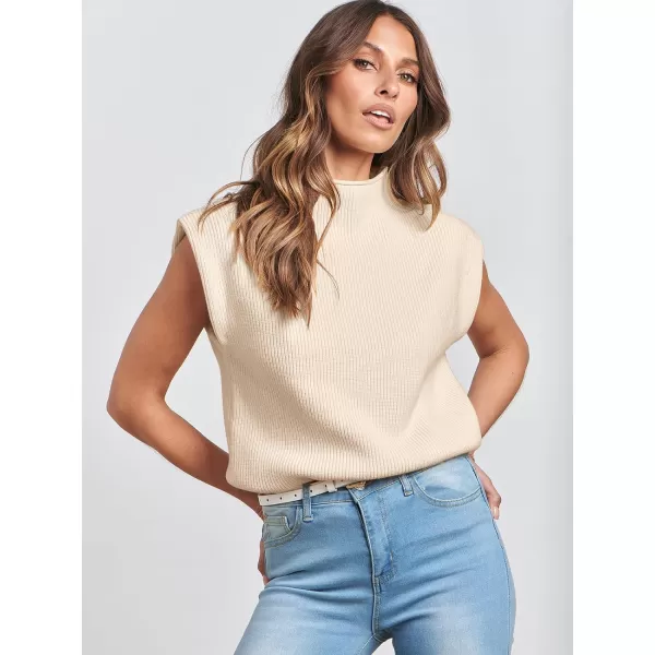 imageANRABESS Womens Mock Neck Sleeveless Sweater Vest Casual Solid Cap Sleeve Knit Pullover Tank Tops 2024 Spring ClothesApricot