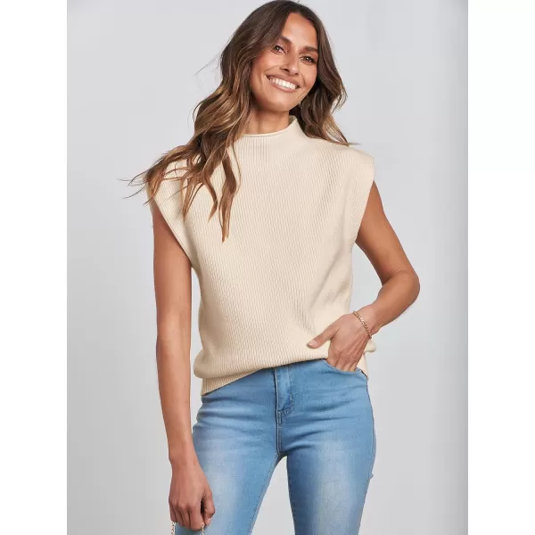 imageANRABESS Womens Mock Neck Sleeveless Sweater Vest Casual Solid Cap Sleeve Knit Pullover Tank Tops 2024 Spring ClothesApricot