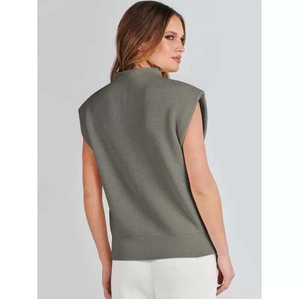 imageANRABESS Womens Mock Neck Sleeveless Sweater Vest Casual Solid Cap Sleeve Knit Pullover Tank Tops 2024 Spring ClothesArmy Green