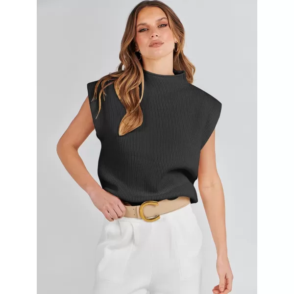 imageANRABESS Womens Mock Neck Sleeveless Sweater Vest Casual Solid Cap Sleeve Knit Pullover Tank Tops 2024 Spring ClothesBlack