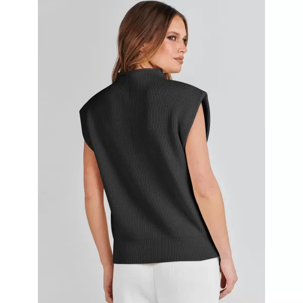 imageANRABESS Womens Mock Neck Sleeveless Sweater Vest Casual Solid Cap Sleeve Knit Pullover Tank Tops 2024 Spring ClothesBlack