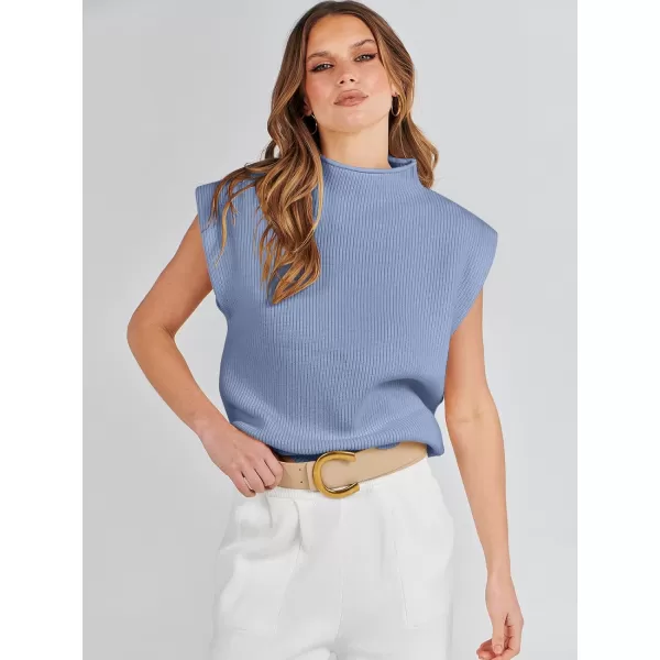 imageANRABESS Womens Mock Neck Sleeveless Sweater Vest Casual Solid Cap Sleeve Knit Pullover Tank Tops 2024 Spring ClothesBlue