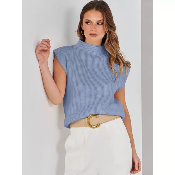 imageANRABESS Womens Mock Neck Sleeveless Sweater Vest Casual Solid Cap Sleeve Knit Pullover Tank Tops 2024 Spring ClothesBlue