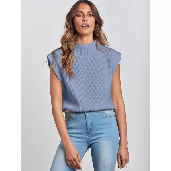 imageANRABESS Womens Mock Neck Sleeveless Sweater Vest Casual Solid Cap Sleeve Knit Pullover Tank Tops 2024 Spring ClothesBlue