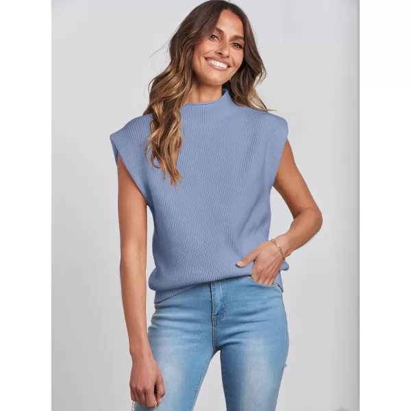 imageANRABESS Womens Mock Neck Sleeveless Sweater Vest Casual Solid Cap Sleeve Knit Pullover Tank Tops 2024 Spring ClothesBlue