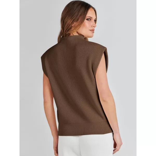 imageANRABESS Womens Mock Neck Sleeveless Sweater Vest Casual Solid Cap Sleeve Knit Pullover Tank Tops 2024 Spring ClothesBrown