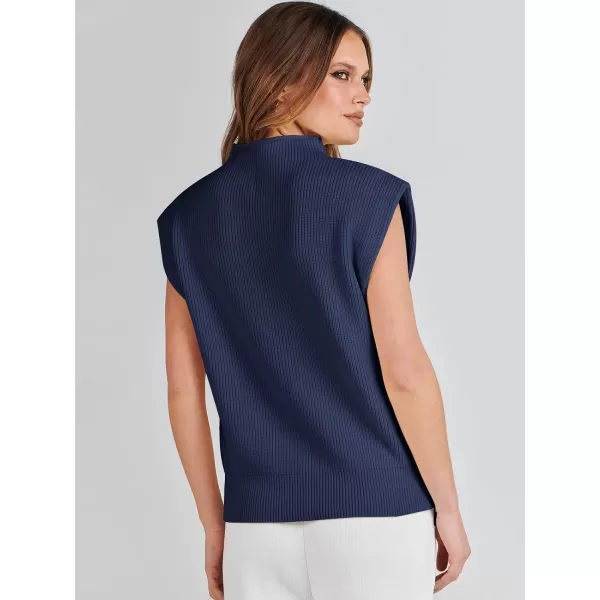 imageANRABESS Womens Mock Neck Sleeveless Sweater Vest Casual Solid Cap Sleeve Knit Pullover Tank Tops 2024 Spring ClothesDark Blue