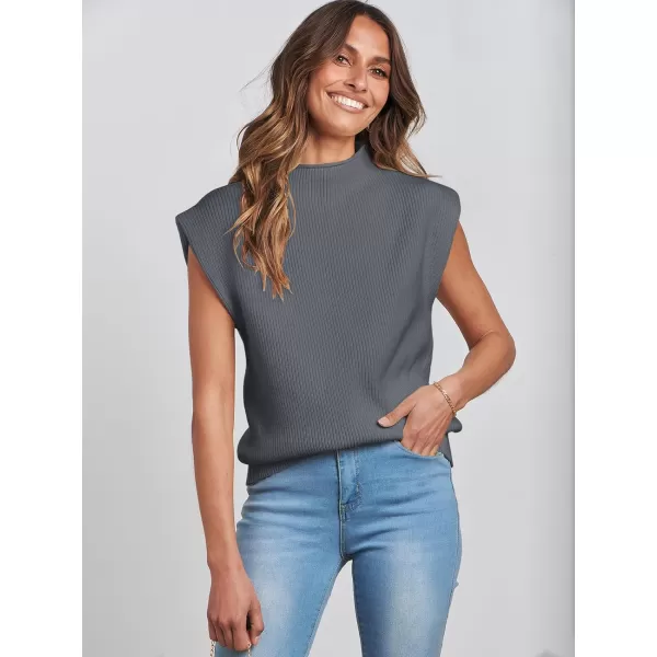 imageANRABESS Womens Mock Neck Sleeveless Sweater Vest Casual Solid Cap Sleeve Knit Pullover Tank Tops 2024 Spring ClothesDeepgrey