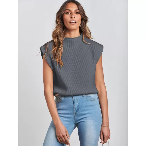 imageANRABESS Womens Mock Neck Sleeveless Sweater Vest Casual Solid Cap Sleeve Knit Pullover Tank Tops 2024 Spring ClothesDeepgrey