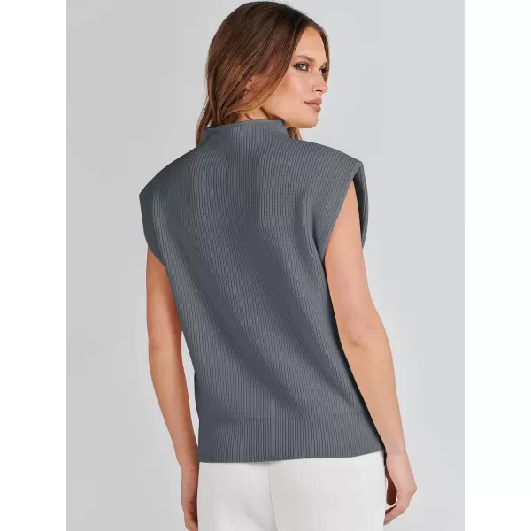 imageANRABESS Womens Mock Neck Sleeveless Sweater Vest Casual Solid Cap Sleeve Knit Pullover Tank Tops 2024 Spring ClothesDeepgrey