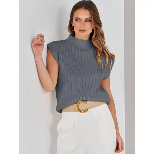 imageANRABESS Womens Mock Neck Sleeveless Sweater Vest Casual Solid Cap Sleeve Knit Pullover Tank Tops 2024 Spring ClothesDeepgrey