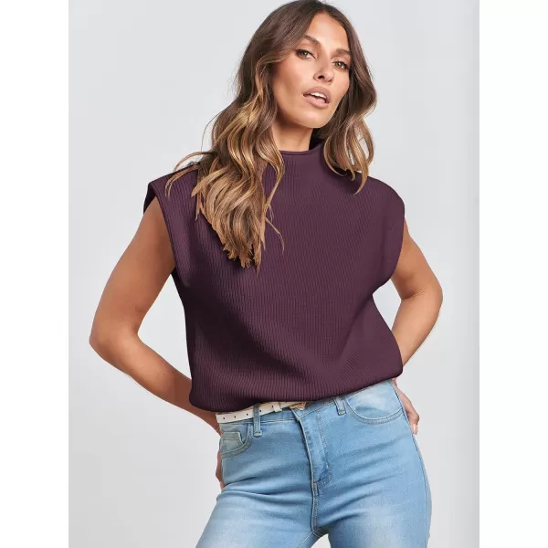 imageANRABESS Womens Mock Neck Sleeveless Sweater Vest Casual Solid Cap Sleeve Knit Pullover Tank Tops 2024 Spring ClothesDeeppurple