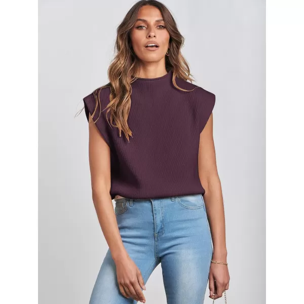 imageANRABESS Womens Mock Neck Sleeveless Sweater Vest Casual Solid Cap Sleeve Knit Pullover Tank Tops 2024 Spring ClothesDeeppurple
