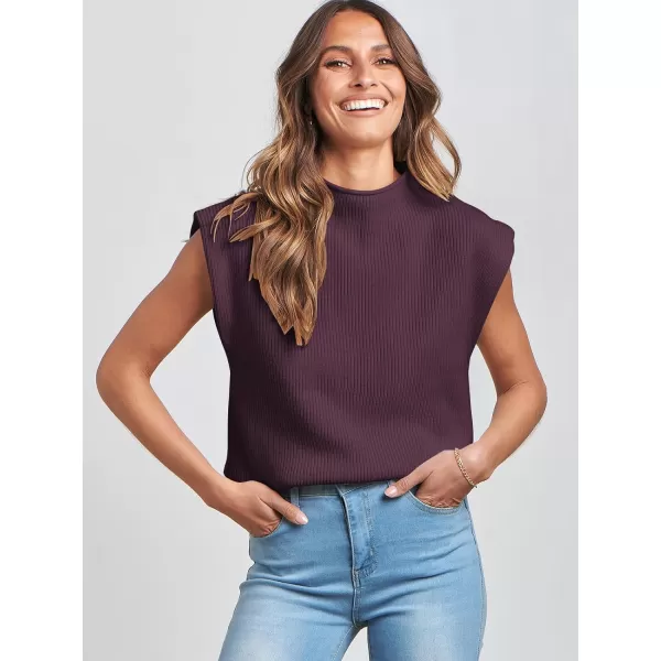 imageANRABESS Womens Mock Neck Sleeveless Sweater Vest Casual Solid Cap Sleeve Knit Pullover Tank Tops 2024 Spring ClothesDeeppurple