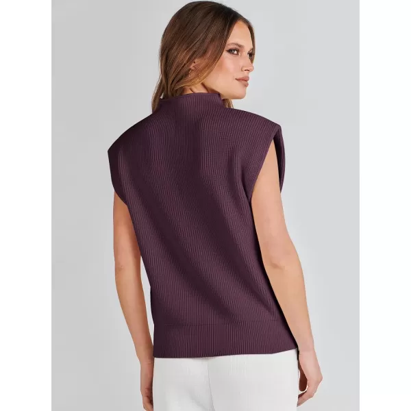imageANRABESS Womens Mock Neck Sleeveless Sweater Vest Casual Solid Cap Sleeve Knit Pullover Tank Tops 2024 Spring ClothesDeeppurple
