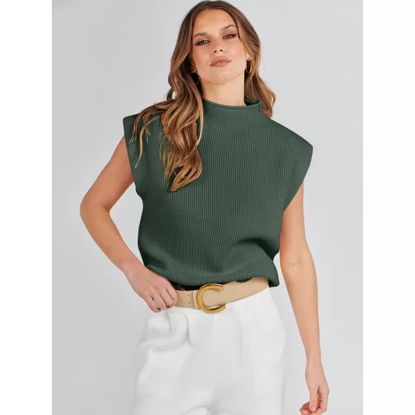imageANRABESS Womens Mock Neck Sleeveless Sweater Vest Casual Solid Cap Sleeve Knit Pullover Tank Tops 2024 Spring ClothesGreen