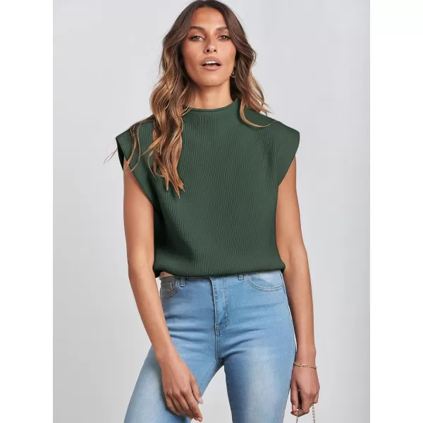 imageANRABESS Womens Mock Neck Sleeveless Sweater Vest Casual Solid Cap Sleeve Knit Pullover Tank Tops 2024 Spring ClothesGreen