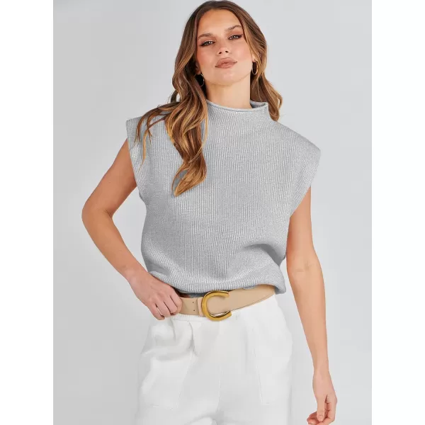 imageANRABESS Womens Mock Neck Sleeveless Sweater Vest Casual Solid Cap Sleeve Knit Pullover Tank Tops 2024 Spring ClothesGrey