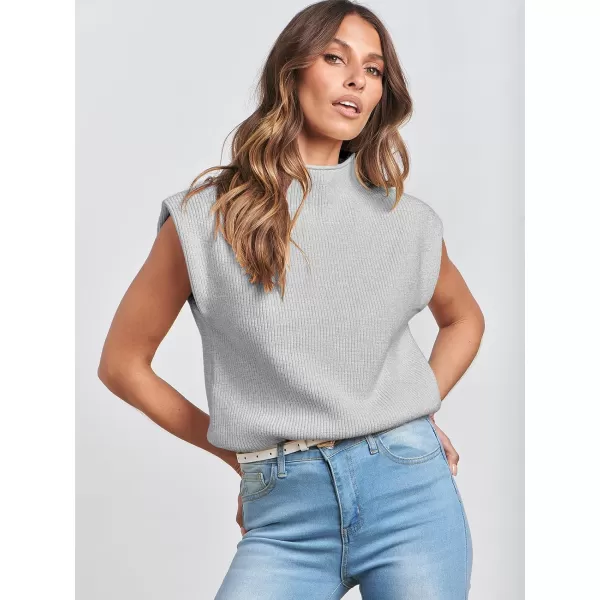 imageANRABESS Womens Mock Neck Sleeveless Sweater Vest Casual Solid Cap Sleeve Knit Pullover Tank Tops 2024 Spring ClothesGrey