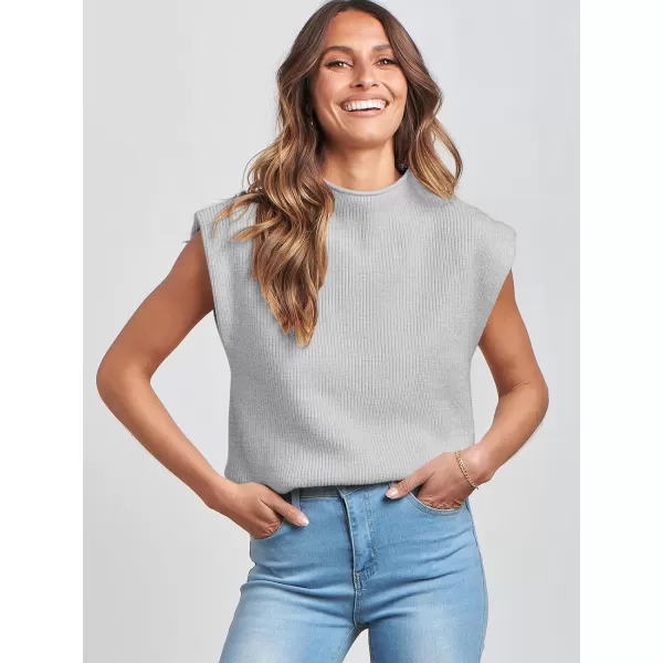imageANRABESS Womens Mock Neck Sleeveless Sweater Vest Casual Solid Cap Sleeve Knit Pullover Tank Tops 2024 Spring ClothesGrey