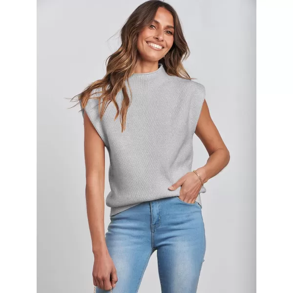 imageANRABESS Womens Mock Neck Sleeveless Sweater Vest Casual Solid Cap Sleeve Knit Pullover Tank Tops 2024 Spring ClothesGrey